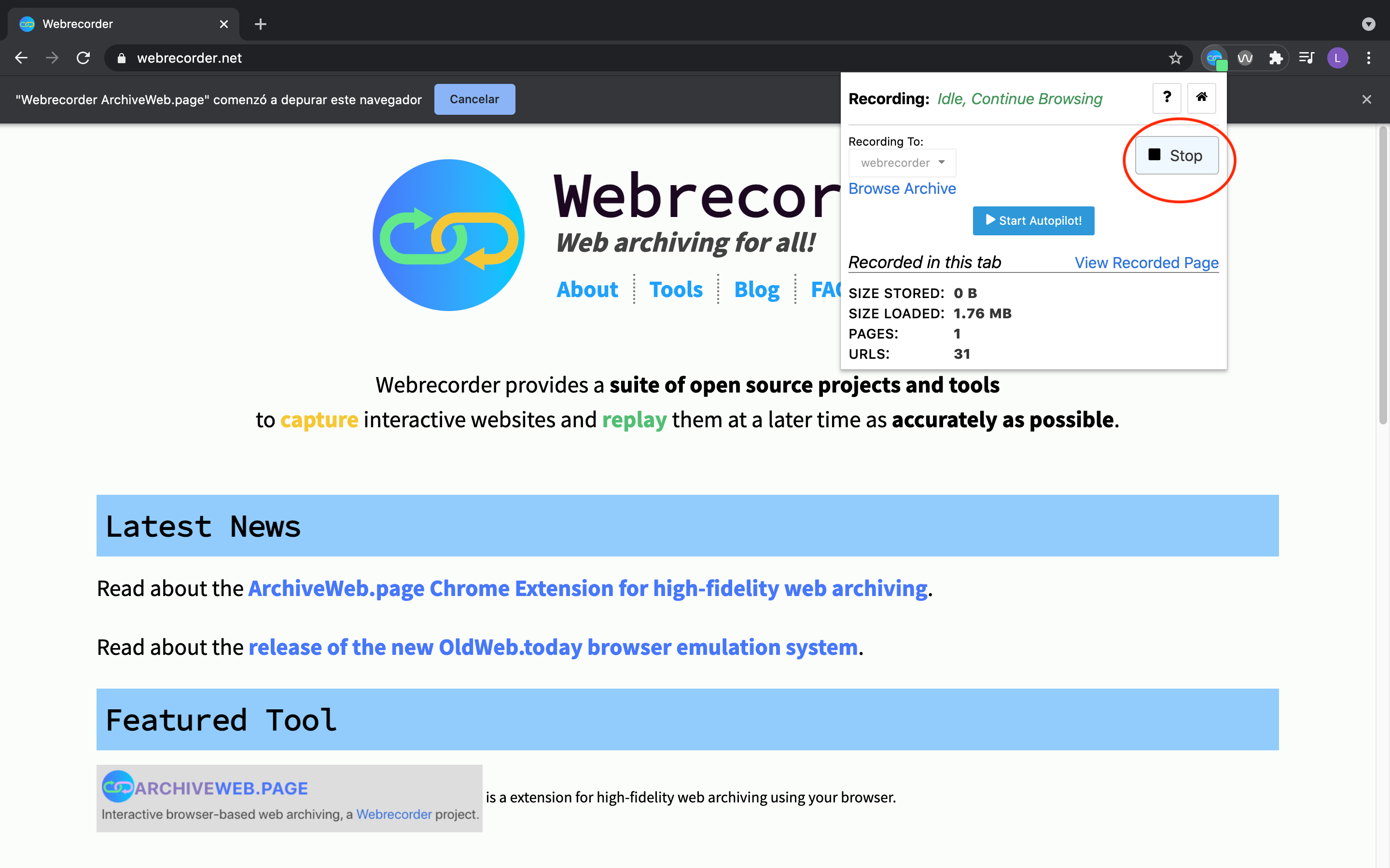 webrecorder banner